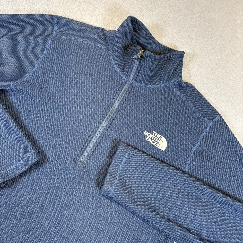 The North Face Textured Cap Rock 1/4 Zip Fleece Mens S Shady Blue Pullover